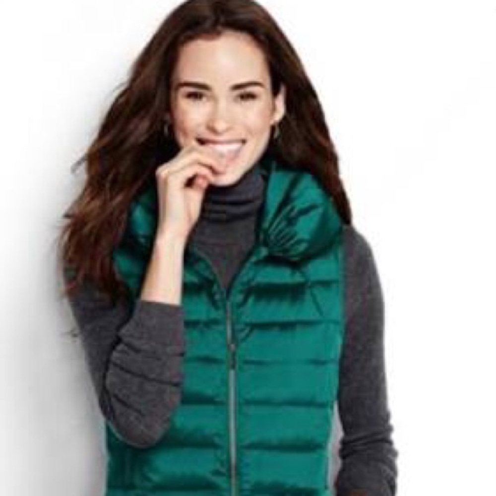 Lands End Shimmer Shawl Collar Down Vest